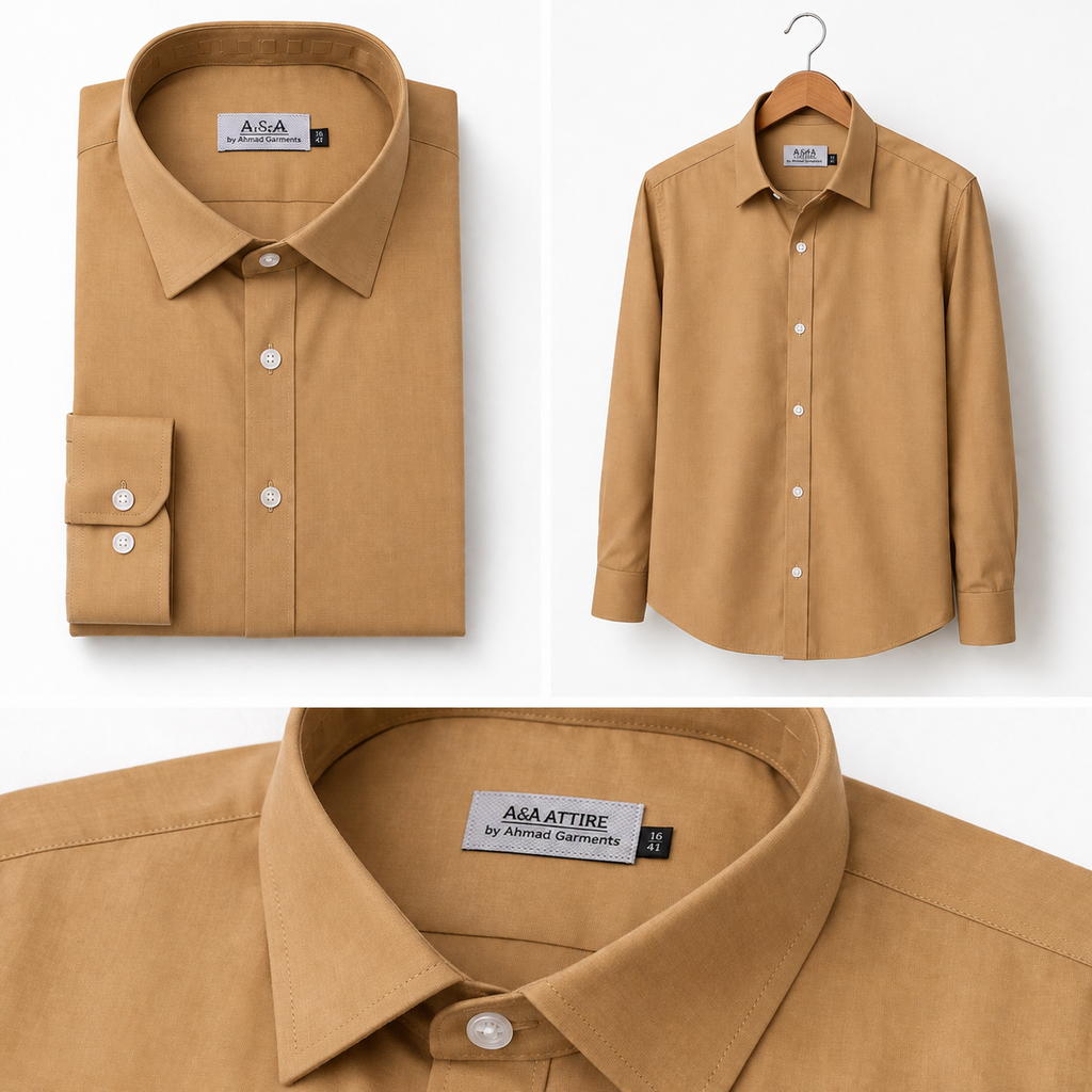Men’s Beige Brown Formal Shirt Slim Fit –