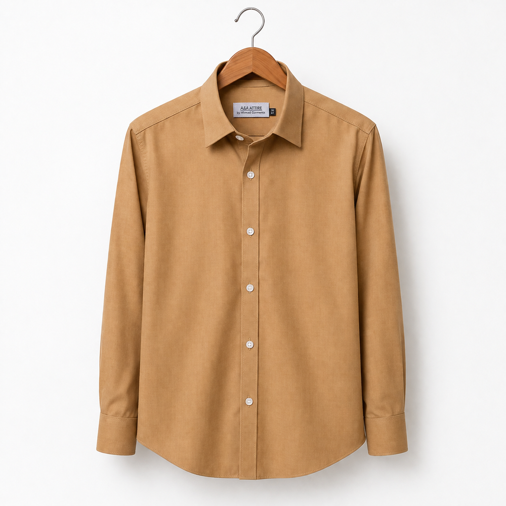 Men’s Beige Brown Formal Shirt Slim Fit –