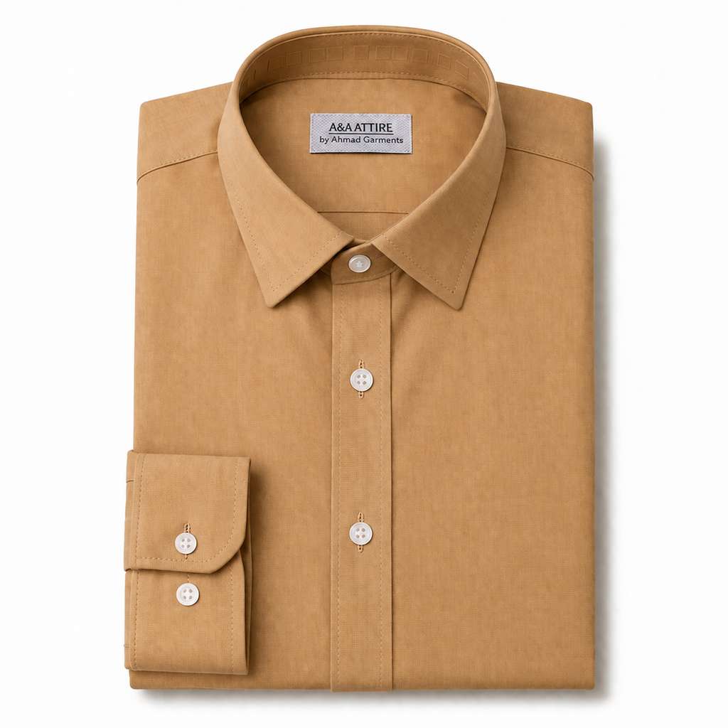 Men’s Beige Brown Formal Shirt Slim Fit –